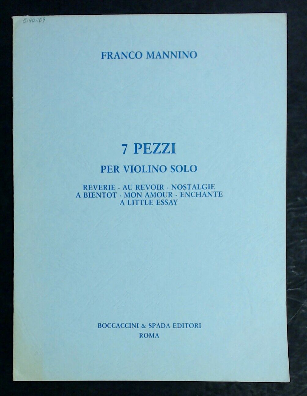 Franco Mannino Seven Pezzi (Pieces) For Violin Solo - Click Image to Close